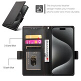 iPhone 18 Pro / iPhone 17 Pro PU leren Bookcase met ruimte voor pasjes - Zwart