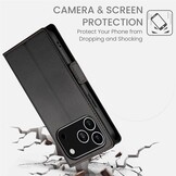 iPhone 17 Pro PU leren Bookcase met ruimte voor pasjes - Zwart