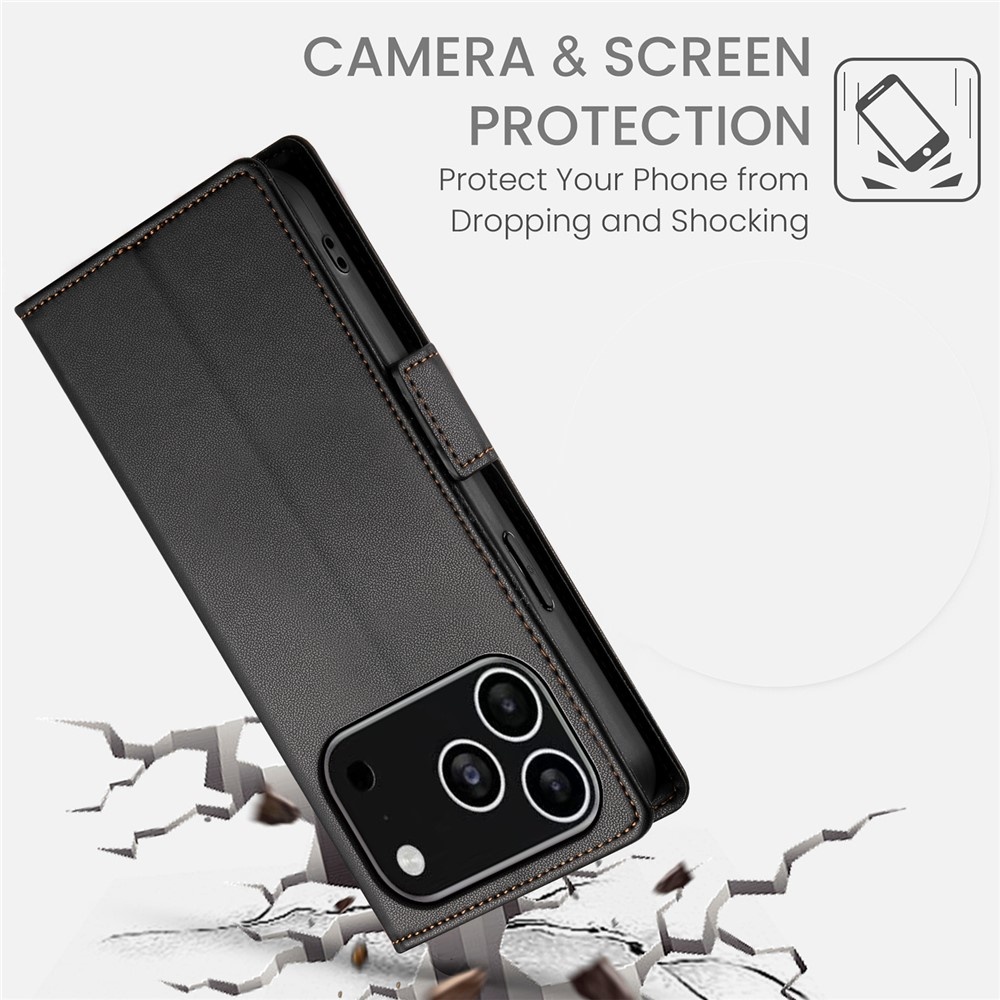 iPhone 18 Pro / iPhone 17 Pro PU leren Bookcase met ruimte voor pasjes - Zwart