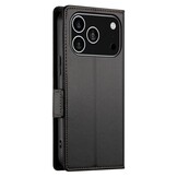 iPhone 17 Pro PU leren Bookcase met ruimte voor pasjes - Zwart