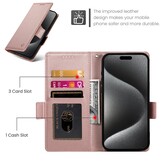 iPhone 17 Pro PU leren Bookcase met ruimte voor pasjes - Rose Goud