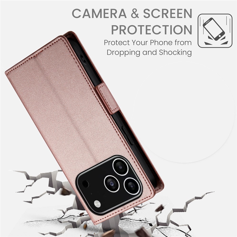 iPhone 18 Pro / iPhone 17 Pro PU leren Bookcase met ruimte voor pasjes - Rose Goud