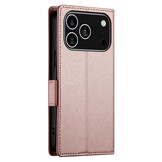 iPhone 17 Pro PU leren Bookcase met ruimte voor pasjes - Rose Goud