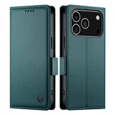 iPhone 17 Pro PU leren Bookcase met ruimte voor pasjes - Groen