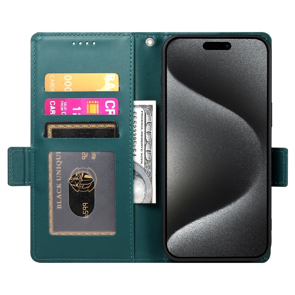 iPhone 17 Pro PU leren Bookcase met ruimte voor pasjes - Groen