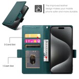 iPhone 17 Pro PU leren Bookcase met ruimte voor pasjes - Groen