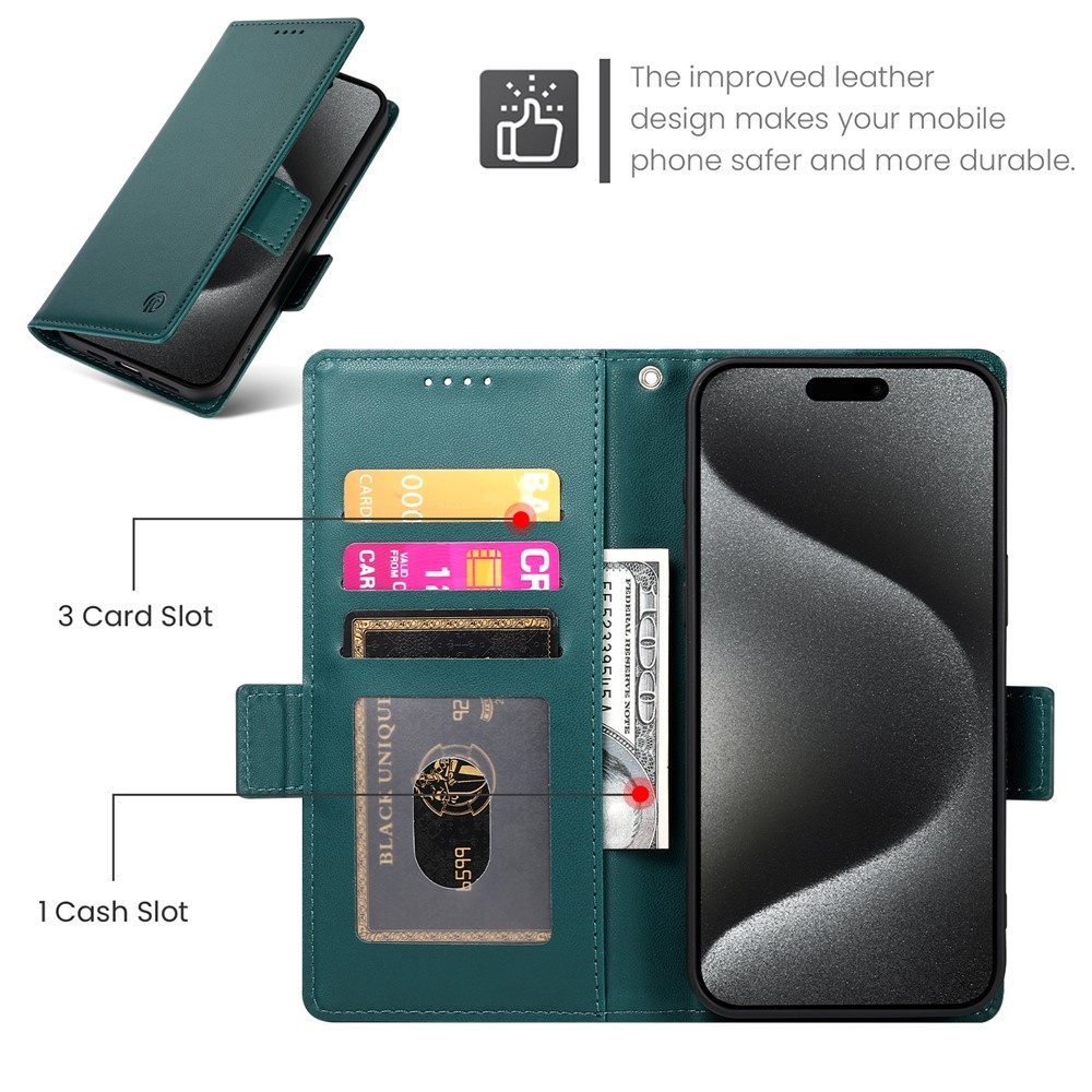 iPhone 17 Pro PU leren Bookcase met ruimte voor pasjes - Groen