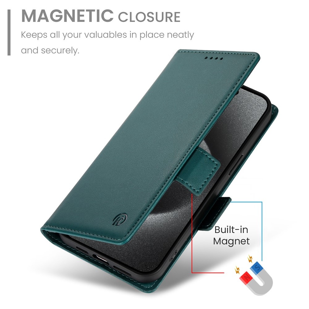 iPhone 17 Pro PU leren Bookcase met ruimte voor pasjes - Groen
