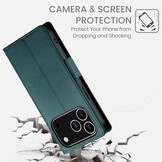 iPhone 17 Pro PU leren Bookcase met ruimte voor pasjes - Groen