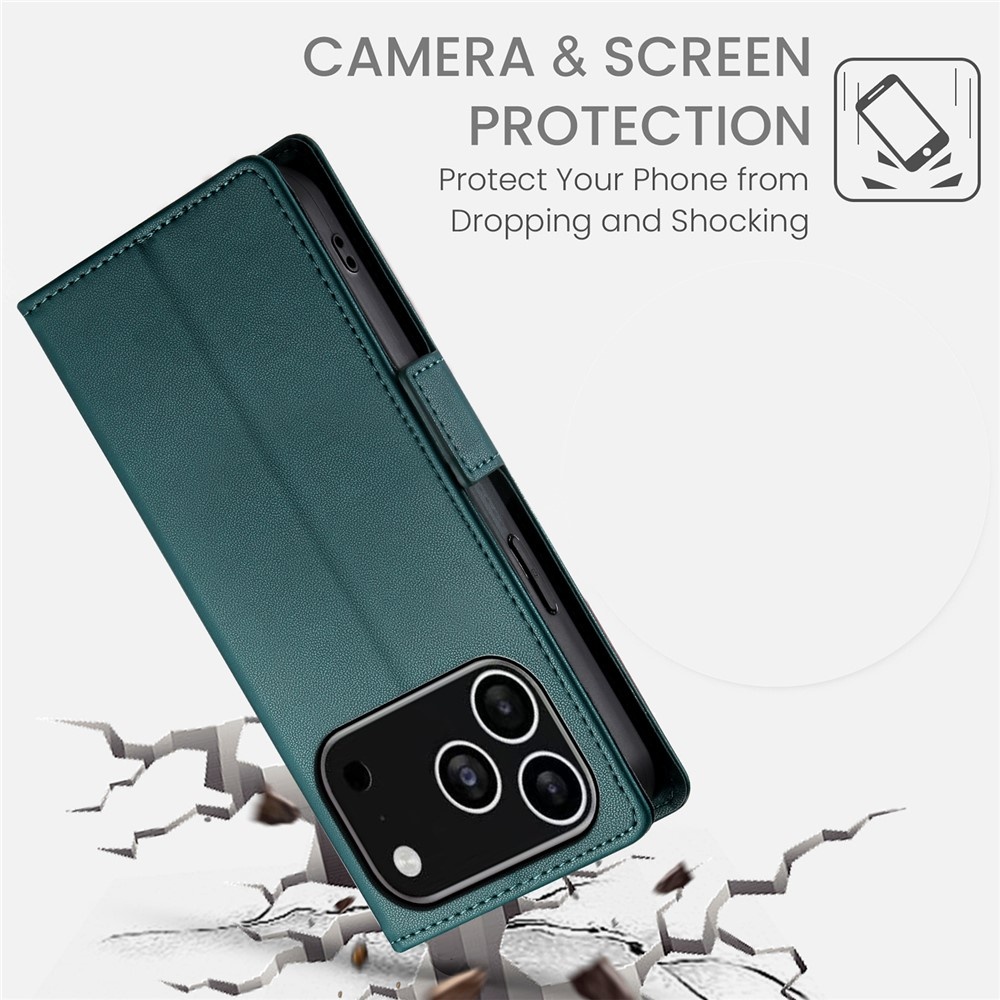 iPhone 17 Pro PU leren Bookcase met ruimte voor pasjes - Groen