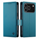 iPhone 17 Pro PU leren Bookcase met ruimte voor pasjes - Blauw