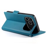 iPhone 17 Pro PU leren Bookcase met ruimte voor pasjes - Blauw