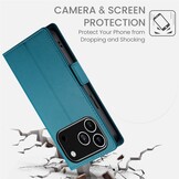 iPhone 17 Pro PU leren Bookcase met ruimte voor pasjes - Blauw