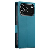 iPhone 17 Pro PU leren Bookcase met ruimte voor pasjes - Blauw