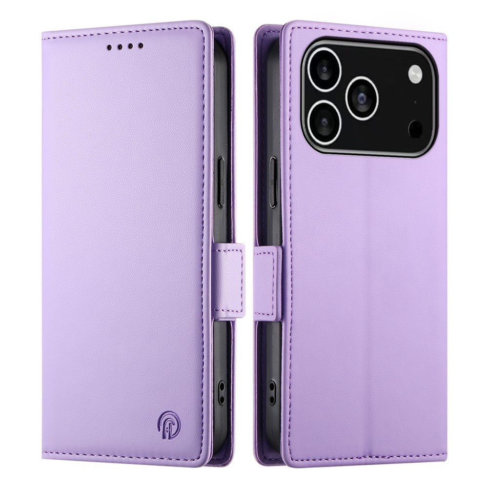 Lunso iPhone 17 Pro hoesje - PU leren Bookcase met ruimte voor pasjes - Lila