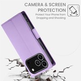 iPhone 18 Pro / iPhone 17 Pro PU leren Bookcase met ruimte voor pasjes - Lila