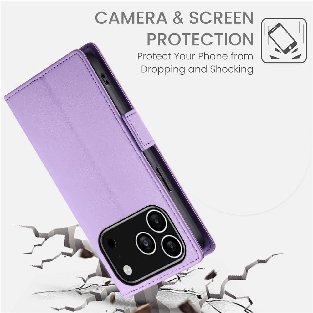 iPhone 18 Pro / iPhone 17 Pro PU leren Bookcase met ruimte voor pasjes - Lila