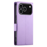 iPhone 17 Pro PU leren Bookcase met ruimte voor pasjes - Lila