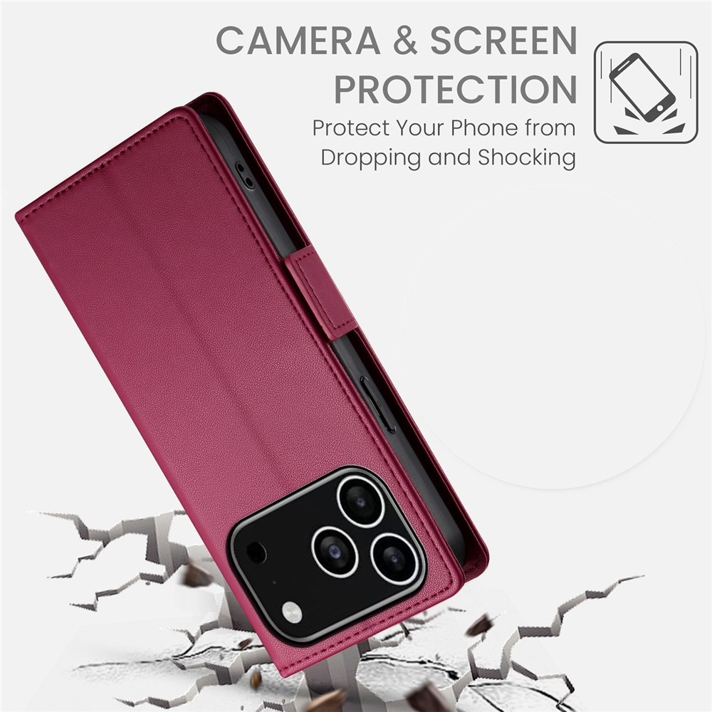 iPhone 18 Pro / iPhone 17 Pro PU leren Bookcase met ruimte voor pasjes - Rood