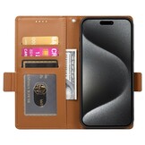 iPhone 17 Pro PU leren Bookcase met ruimte voor pasjes - Bruin