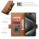 iPhone 17 Pro PU leren Bookcase met ruimte voor pasjes - Bruin