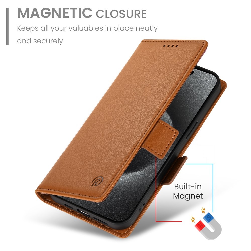 iPhone 18 Pro / iPhone 17 Pro PU leren Bookcase met ruimte voor pasjes - Bruin