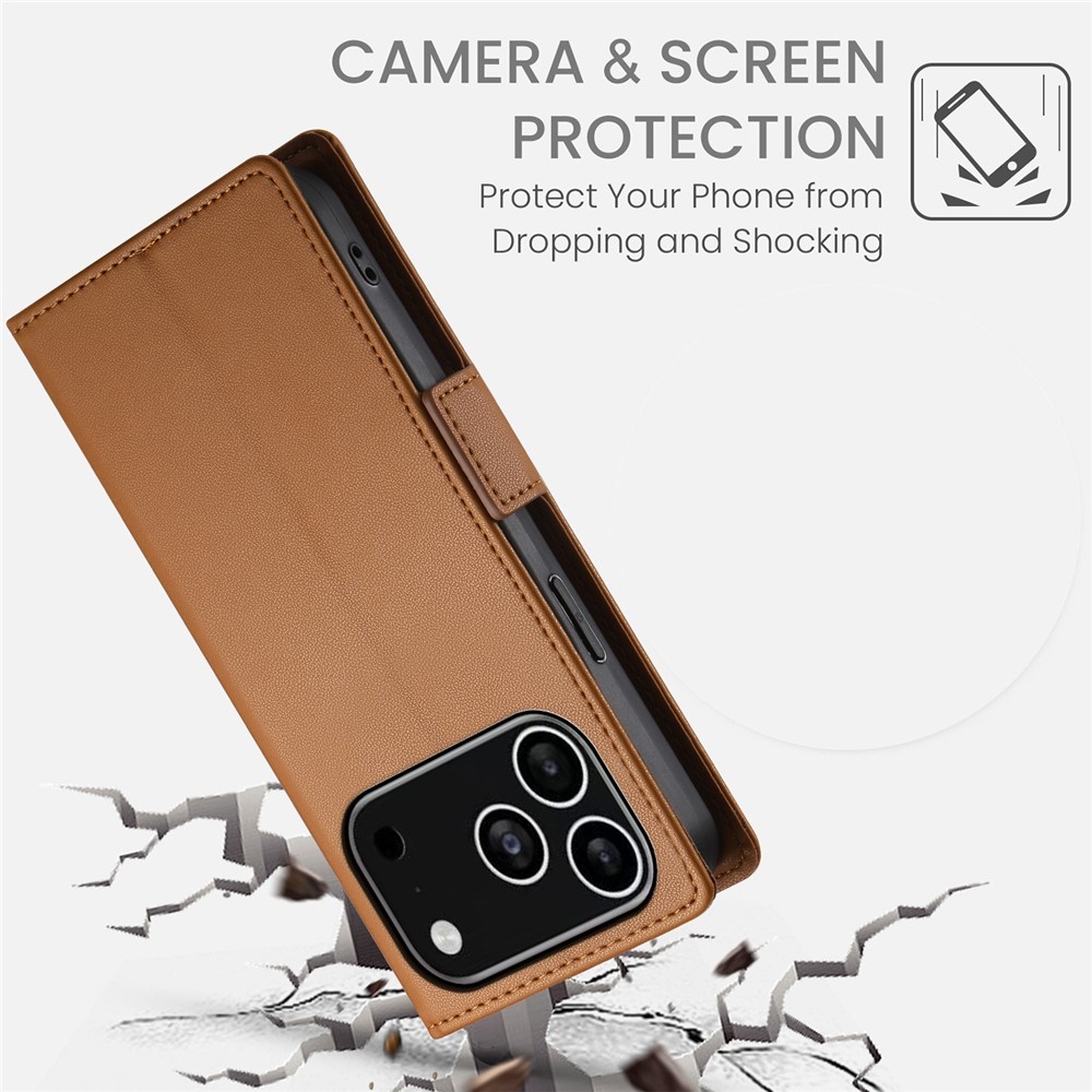 iPhone 18 Pro / iPhone 17 Pro PU leren Bookcase met ruimte voor pasjes - Bruin