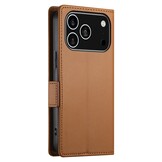 iPhone 17 Pro PU leren Bookcase met ruimte voor pasjes - Bruin