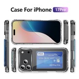 iPhone 17 Pro TPU Backcover hoes met kaarthouder - Transparant