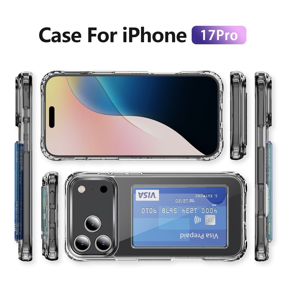 iPhone 18 Pro / iPhone 17 Pro TPU Backcover hoes met kaarthouder - Transparant