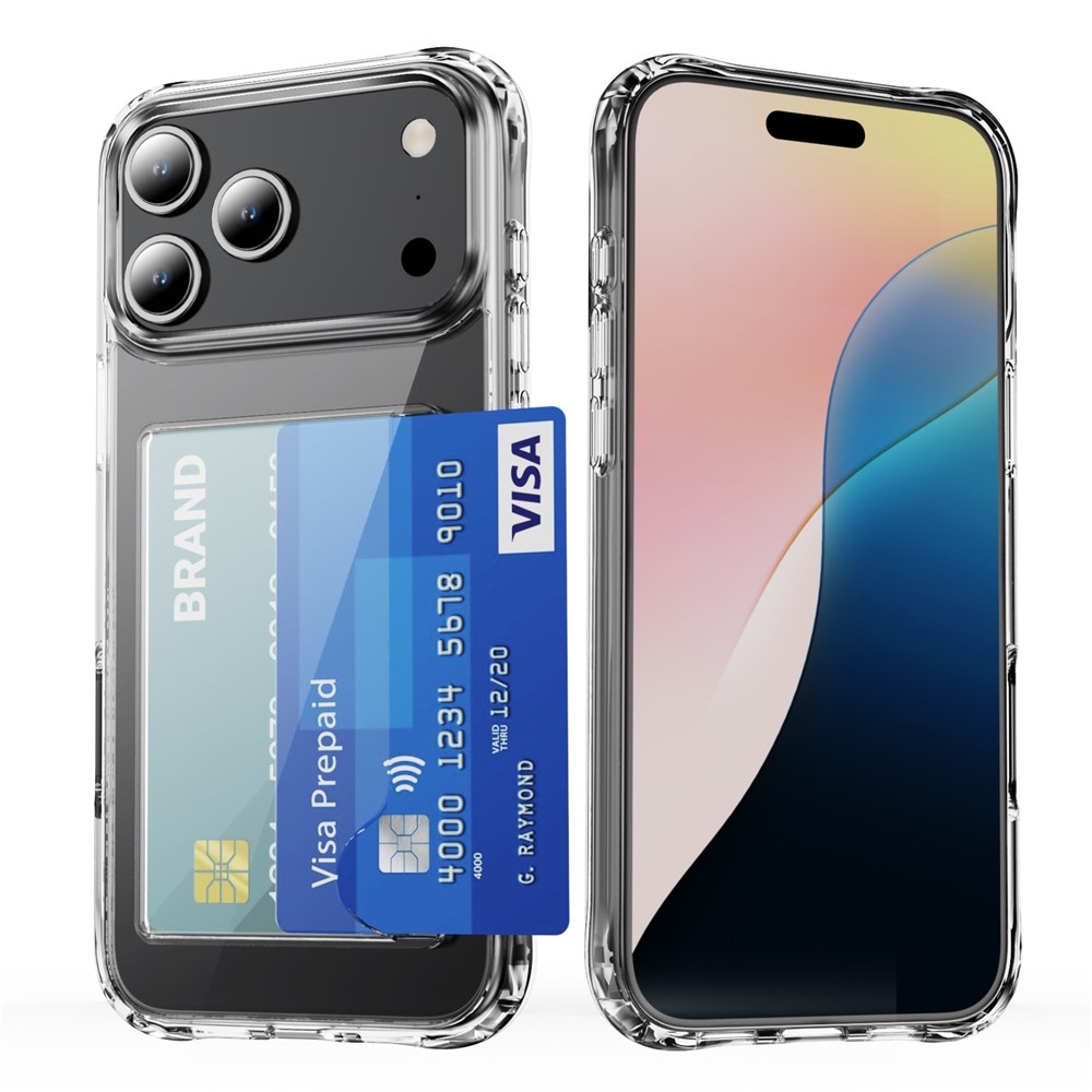 iPhone 17 Pro Max TPU Backcover hoes met kaarthouder - Transparant