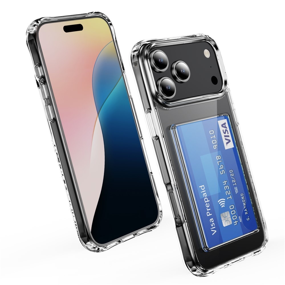 iPhone 18 Pro Max / iPhone 17 Pro Max TPU Backcover hoes met kaarthouder - Transparant