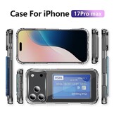 iPhone 17 Pro Max TPU Backcover hoes met kaarthouder - Transparant