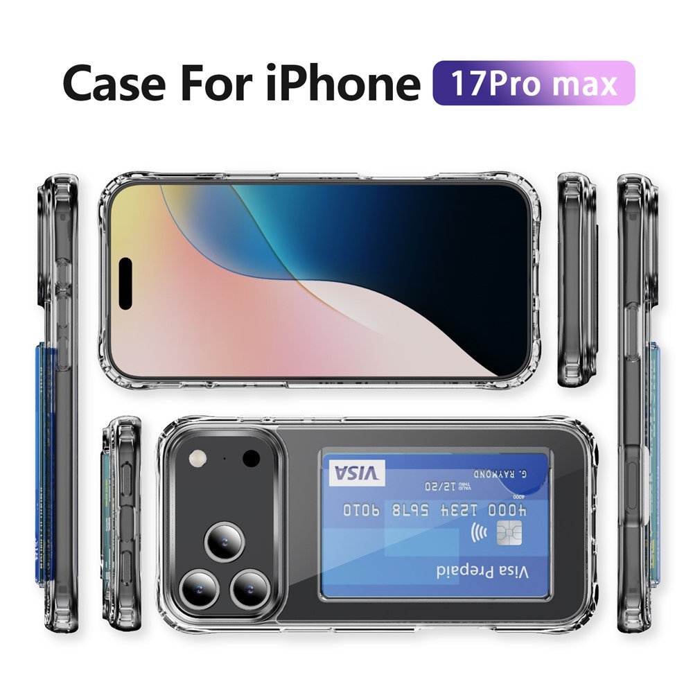iPhone 18 Pro Max / iPhone 17 Pro Max TPU Backcover hoes met kaarthouder - Transparant