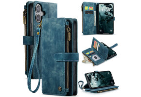 Caseme iPhone 17 PU leren hoesje - portemonnee - Blauw