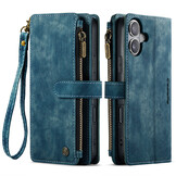 iPhone 17 PU leren hoesje portemonnee - Blauw