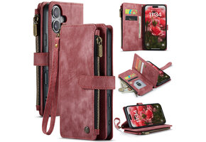 Caseme iPhone 17 PU leren hoesje - portemonnee - Rood