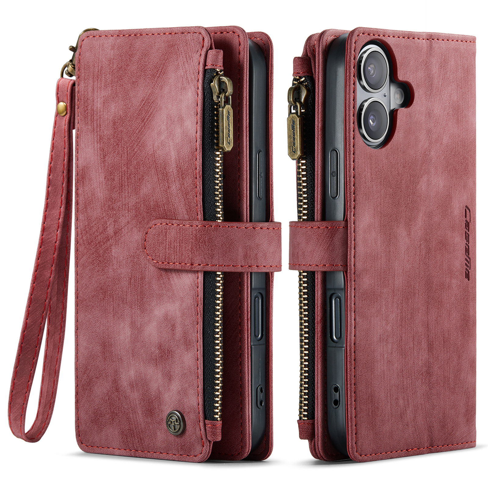 iPhone 17 PU leren hoesje portemonnee - Rood