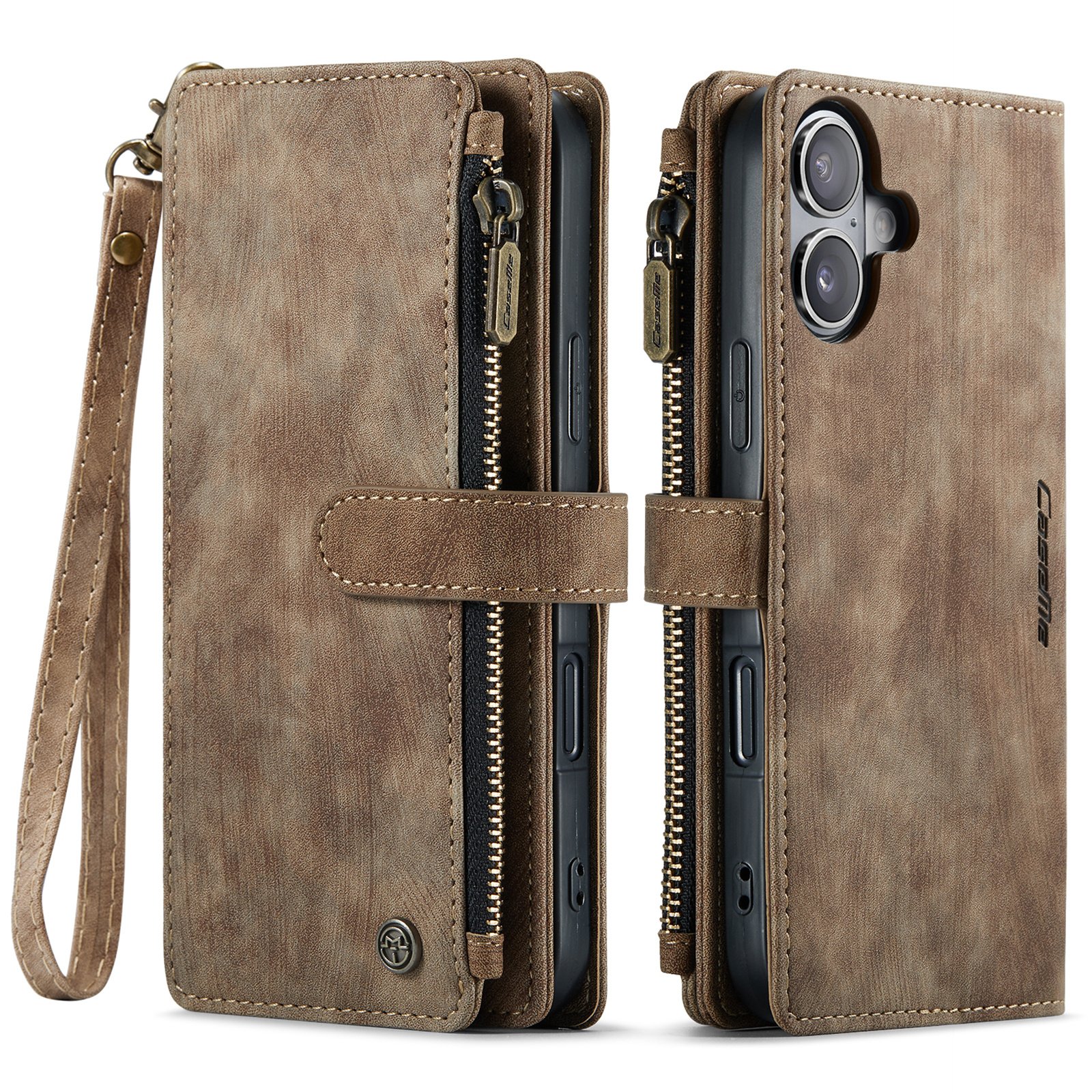 iPhone 17 PU leren hoesje portemonnee - Bruin