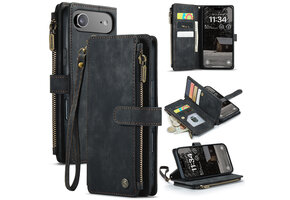 Caseme iPhone 17 Air PU leren hoesje - portemonnee - Zwart