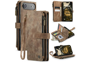 Caseme iPhone 17 Air PU leren hoesje - portemonnee - Bruin