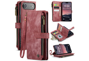 Caseme iPhone 17 Air PU leren hoesje - portemonnee - Rood