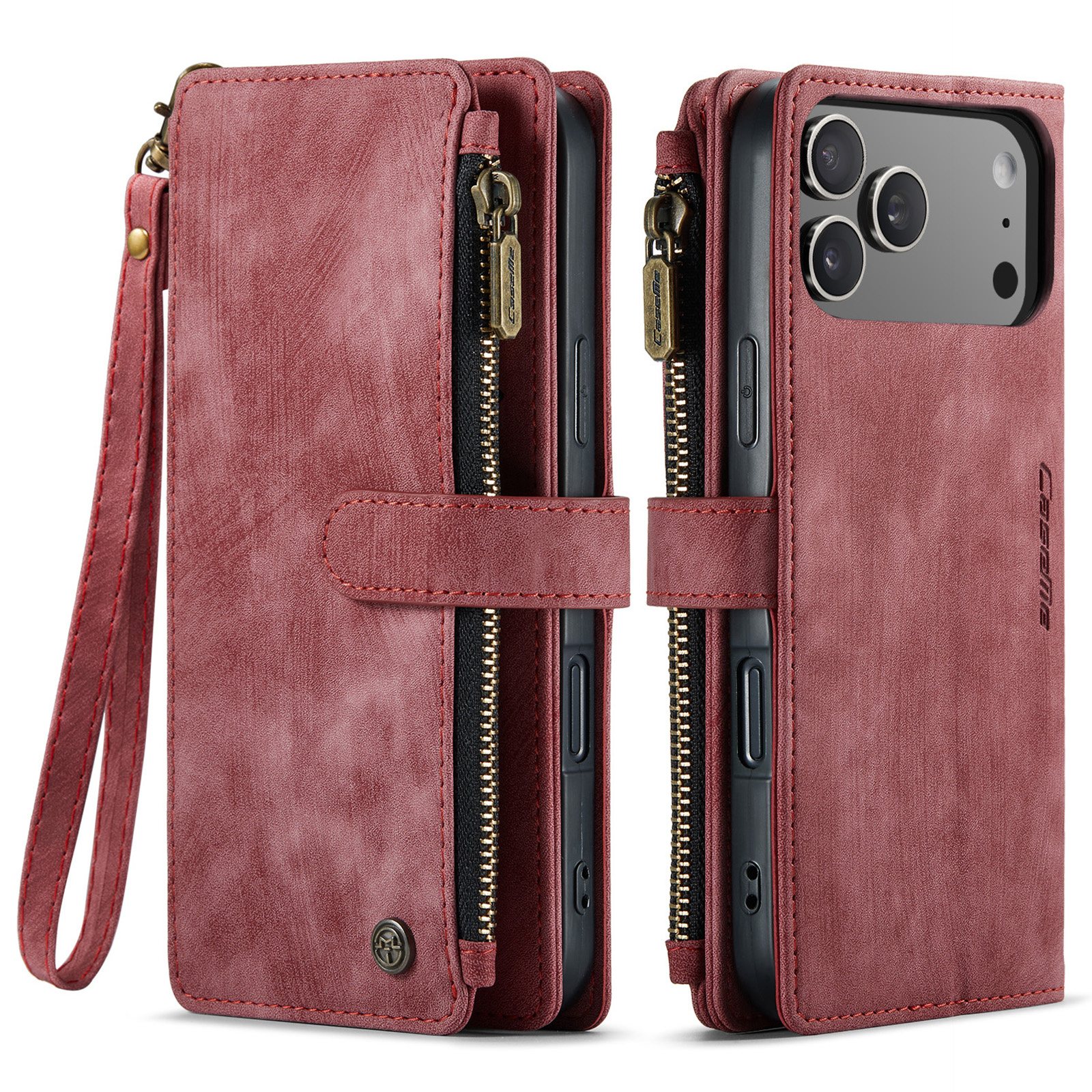 iPhone 18 Pro Max / iPhone 17 Pro Max PU leren hoesje portemonnee - Rood