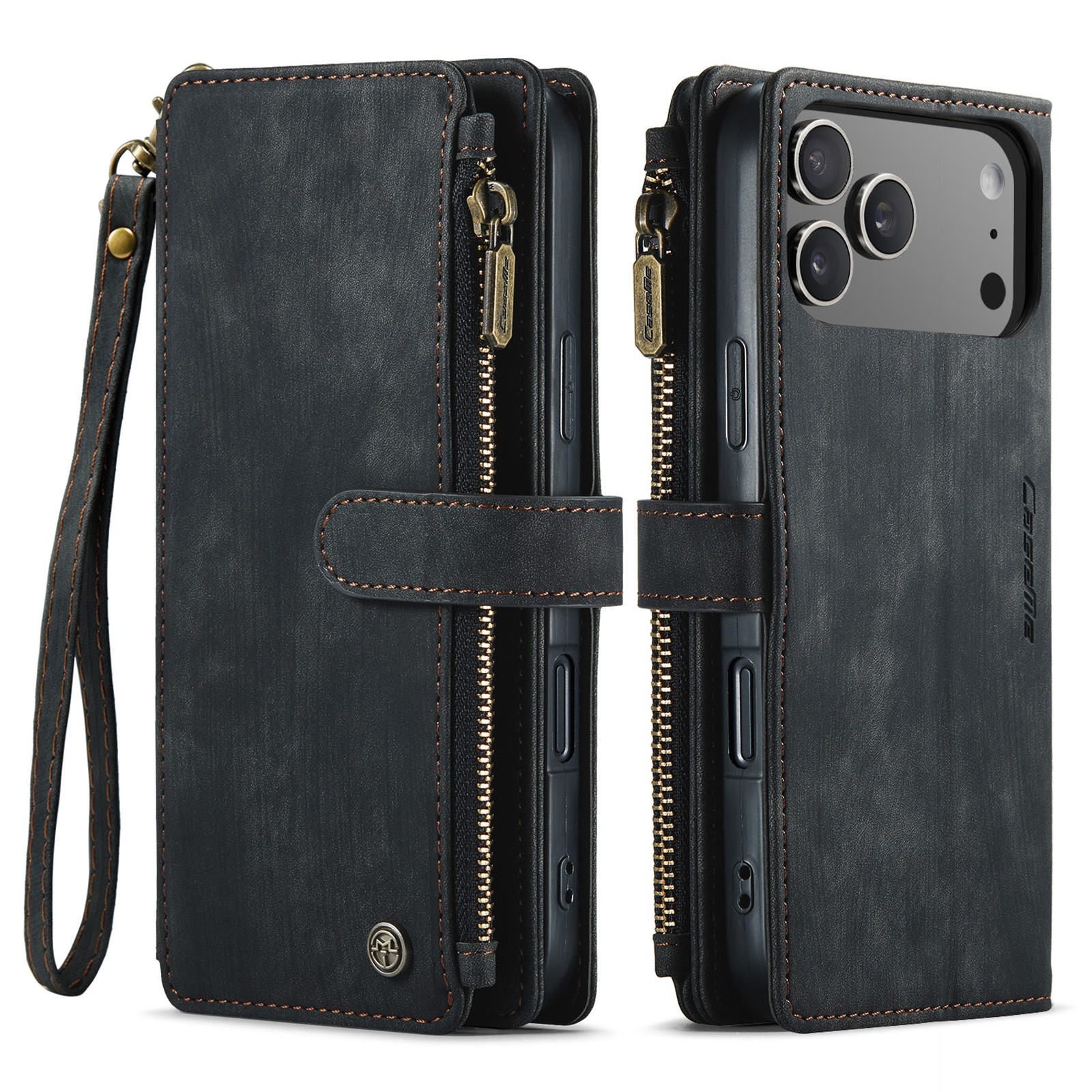 iPhone 18 Pro Max / iPhone 17 Pro Max PU leren hoesje portemonnee - Zwart