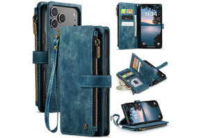 Caseme iPhone 17 Pro Max PU leren hoesje - portemonnee - Blauw
