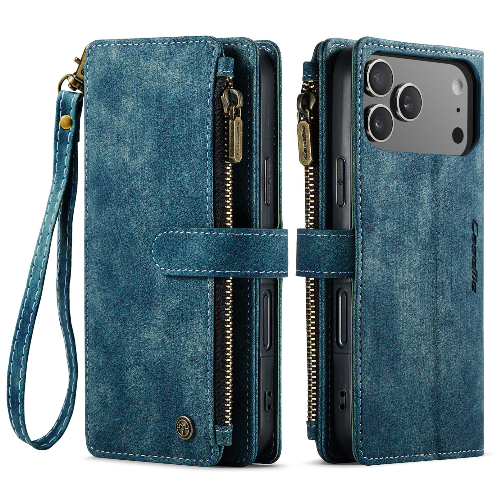 iPhone 18 Pro / iPhone 17 Pro PU leren hoesje portemonnee - Blauw