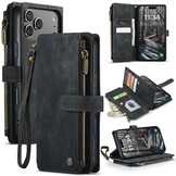 iPhone 18 Pro / iPhone 17 Pro PU leren hoesje portemonnee - Zwart