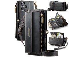 Caseme iPhone 17 hoesje - portemonnee tasje - Zwart