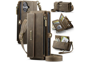 Caseme iPhone 17 hoesje - portemonnee tasje - Bruin