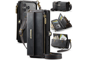 Caseme iPhone 17 Pro hoesje - portemonnee tasje - Zwart